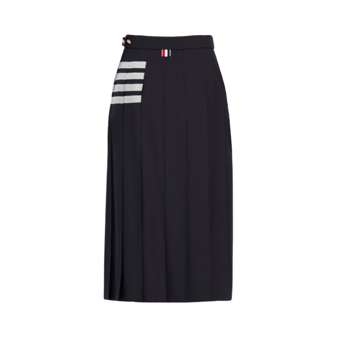 (W) 톰브라운 울 플레인 위브 플리츠 사선 스커트 네이비((W) Thom Browne Wool Plain Weave Pleated 4-Bar Skirt Navy) - 2