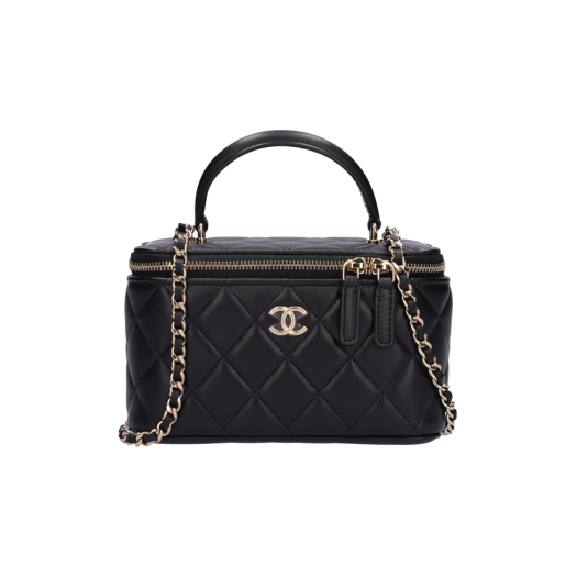 IT6C997KTICF Chanel Vanity Chain Cosmetic Case Lambskin Black Gold-Tone Hardware