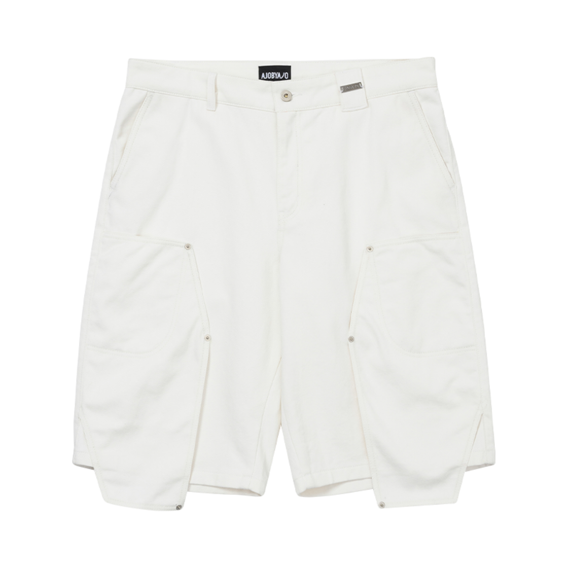 AJ252PT008WH AJOBYAJO Double Knee Paneled Shorts WHITE