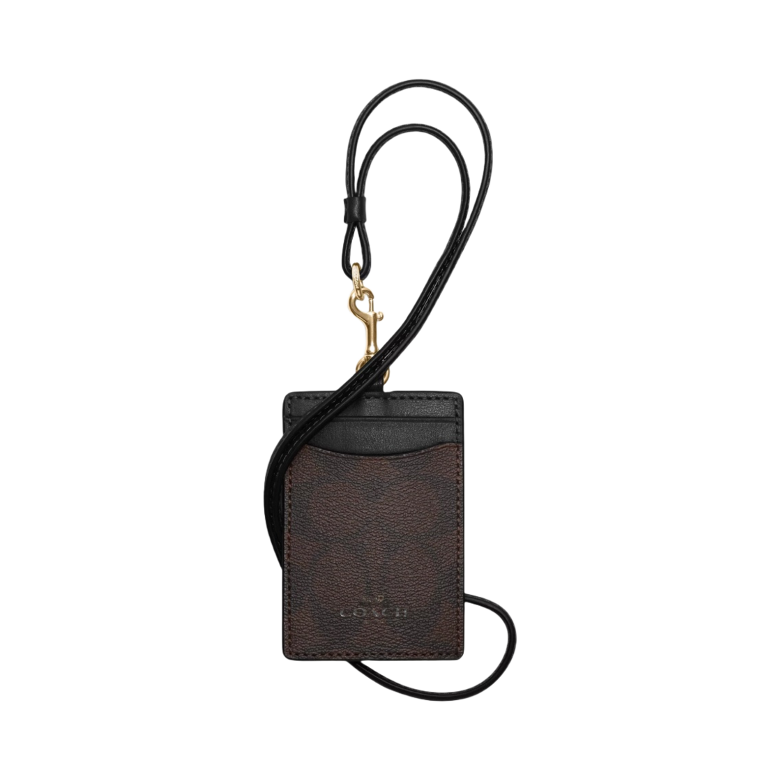 63274-IMAA8 Coach ID Lanyard in Signature Canvas Brown Black