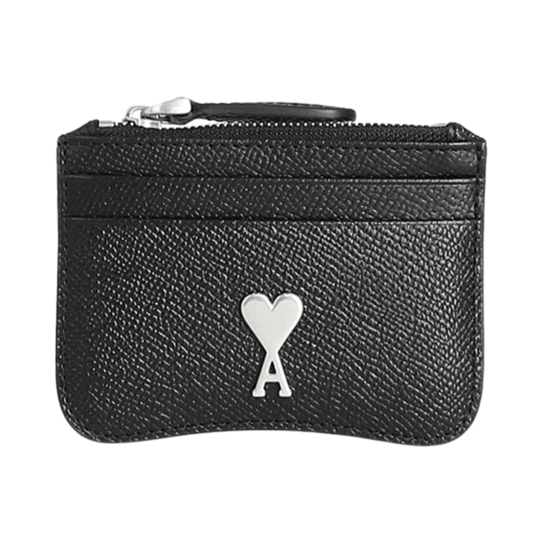 USL105-AL0036-0014 AMI Zipped Card Holder Black Vibrated Silver