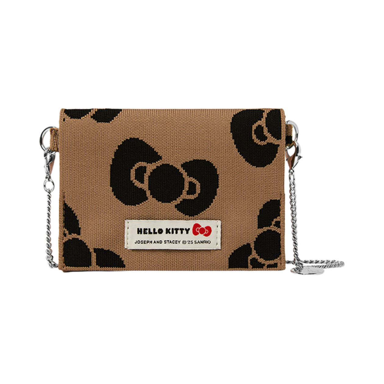 조셉앤스테이시 럭키 니트 카드 월렛 위드 체인 레오파드 헬로키티 탄 브라운(Joseph&Stacey Lucky Knit Card Wallet With Chain Leopard Hello Kitty Tan Brown)