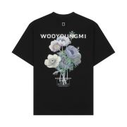 (W) Wooyoungmi Flower Print Back Logo T-Shirt Black - 23FW