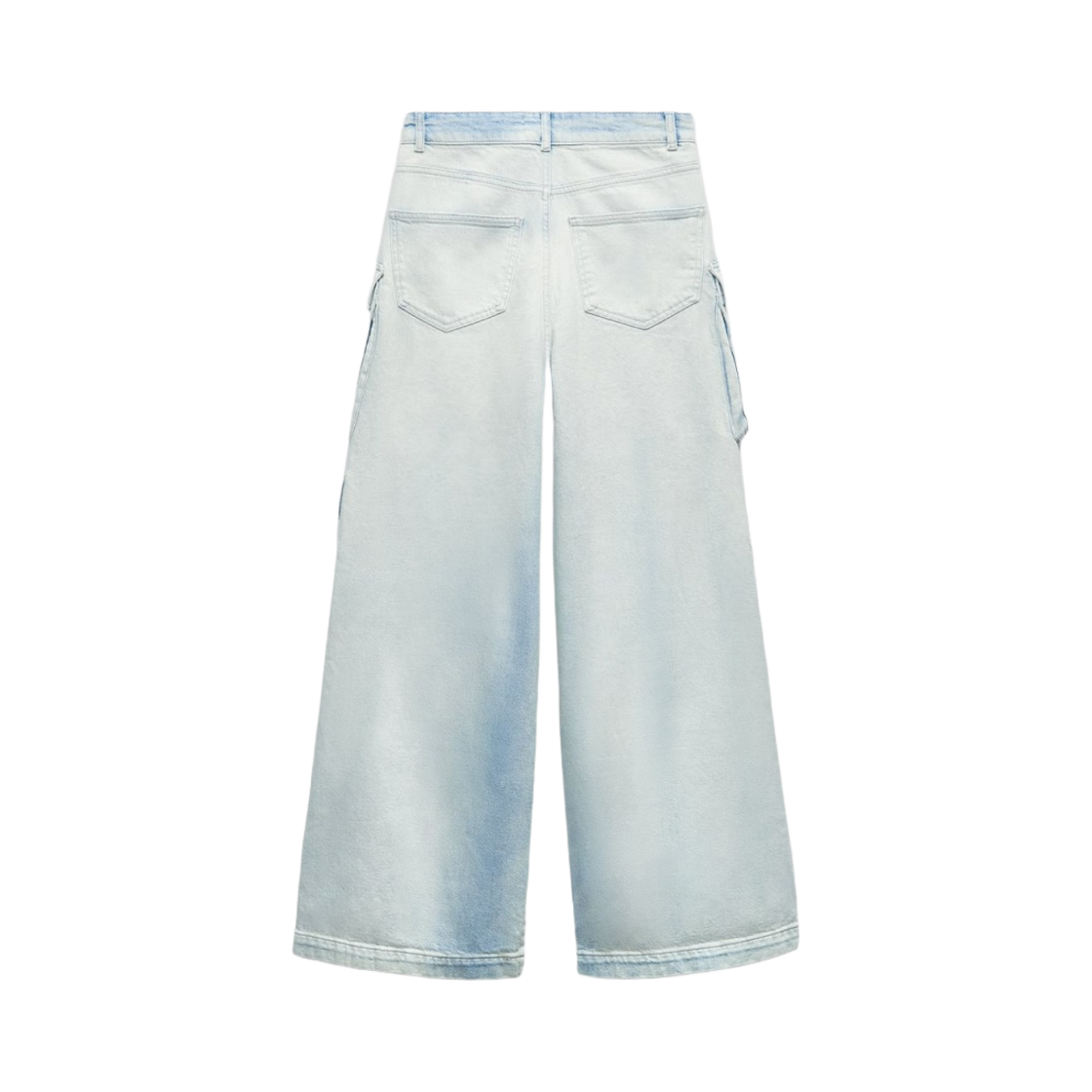 (W) 자라 ZW 미드라이즈 배기 카고 진 라이트 블루((W) Zara ZW Mid-Rise Baggy Cargo Jeans Light Blue) - 2