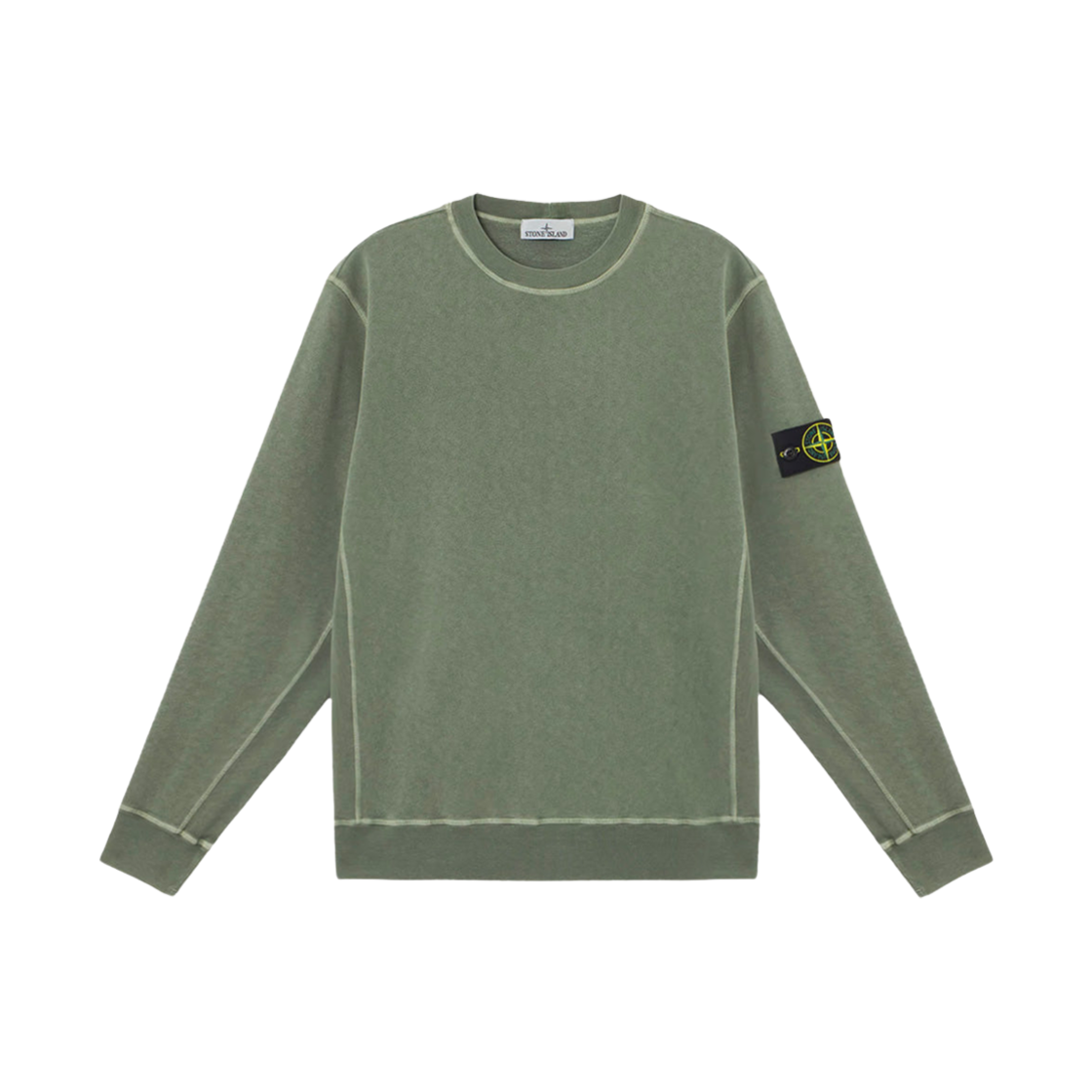 K1S1561000-20S0060-V0159 Stone Island 6100020 Malfile Fleece Old Effect Crewneck Sweatshirt with Slub Effect Musk Green - 25SS
