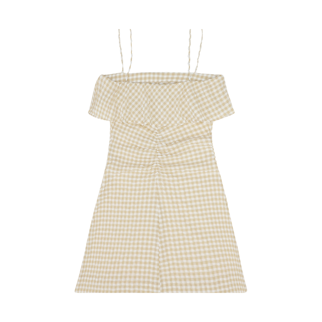 (W) 가니 스트레치 시어서커 스트랩 미니 드레스 페일 카키((W) Ganni Stretch Seersucker Strap Mini Dress Pale Khaki) - 2