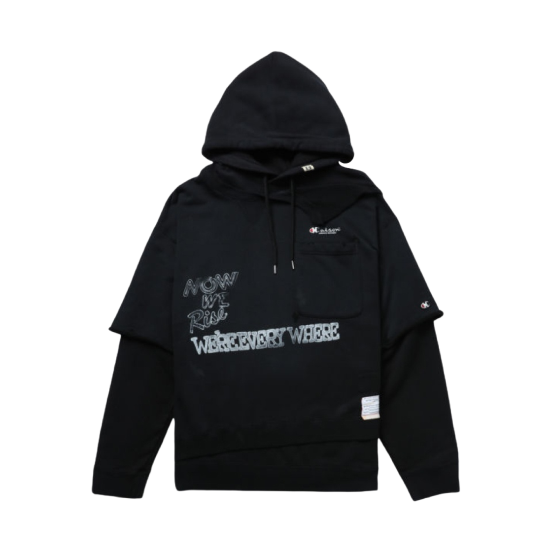 메종 미하라 야스히로 x 챔피언 쉬프트 사이드 컴바인 후드 블랙(Maison Mihara Yasuhiro x Champion Shift Side Combined Hoodie Black)