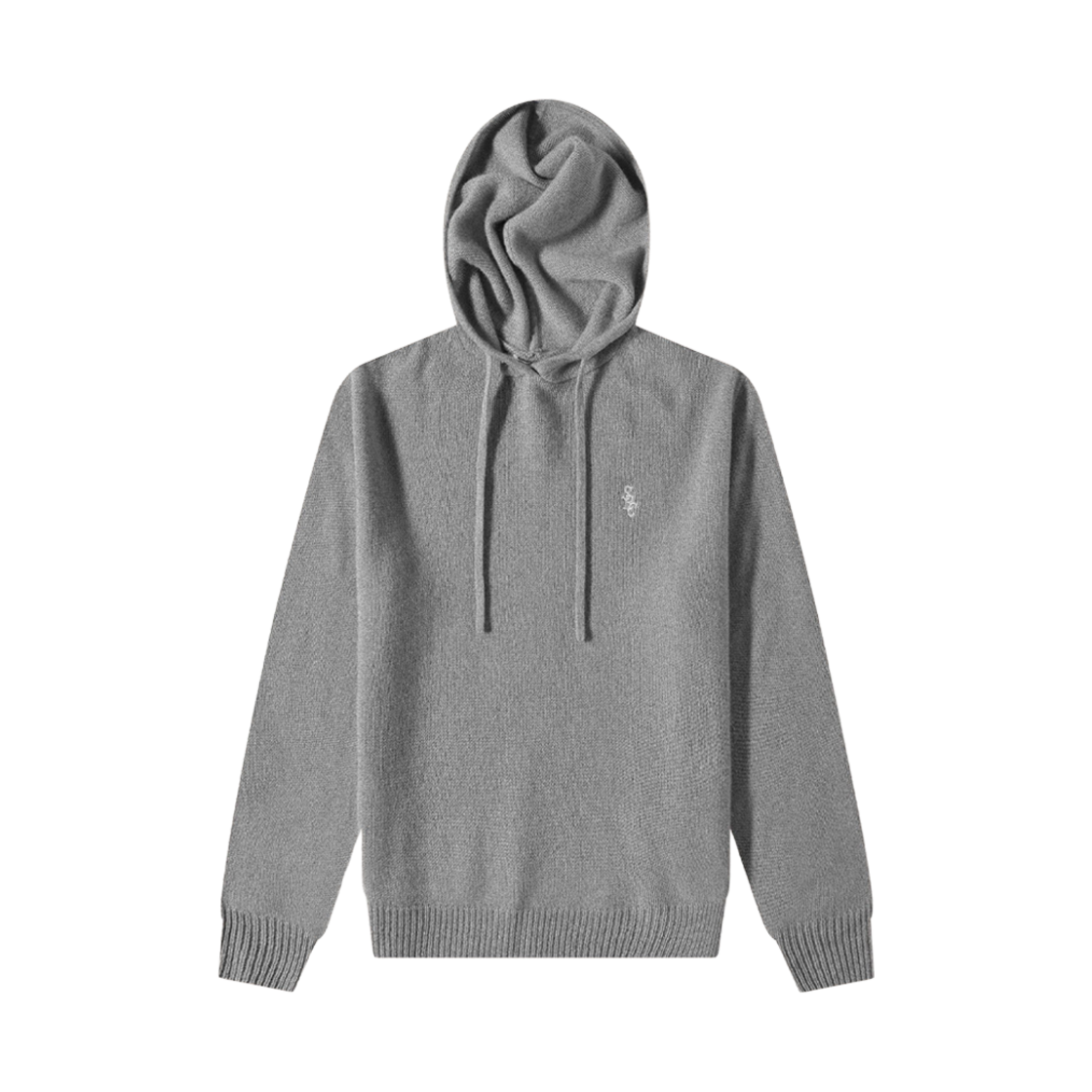 (W) 스포티 앤 리치 파인 니트 드로우스트링 후드 그레이((W) Sporty & Rich Fine Knit Drawstring Hoodie Grey)