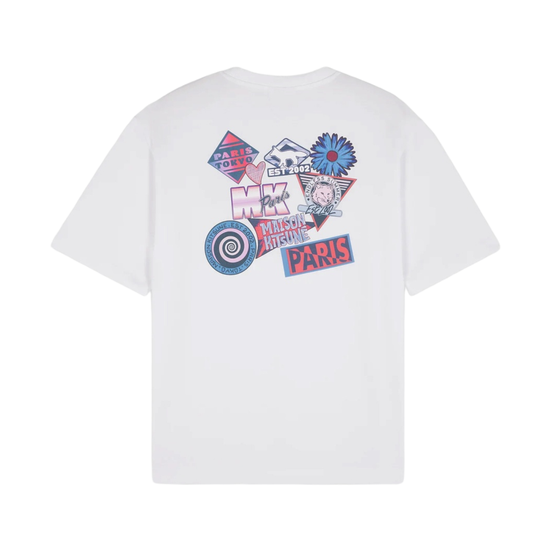 MM00116KJ0119-P100 Maison Kitsune Surf Collage Oversize T-Shirt White