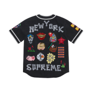 Supreme Patches Denim Baseball Jersey Black - 21SS