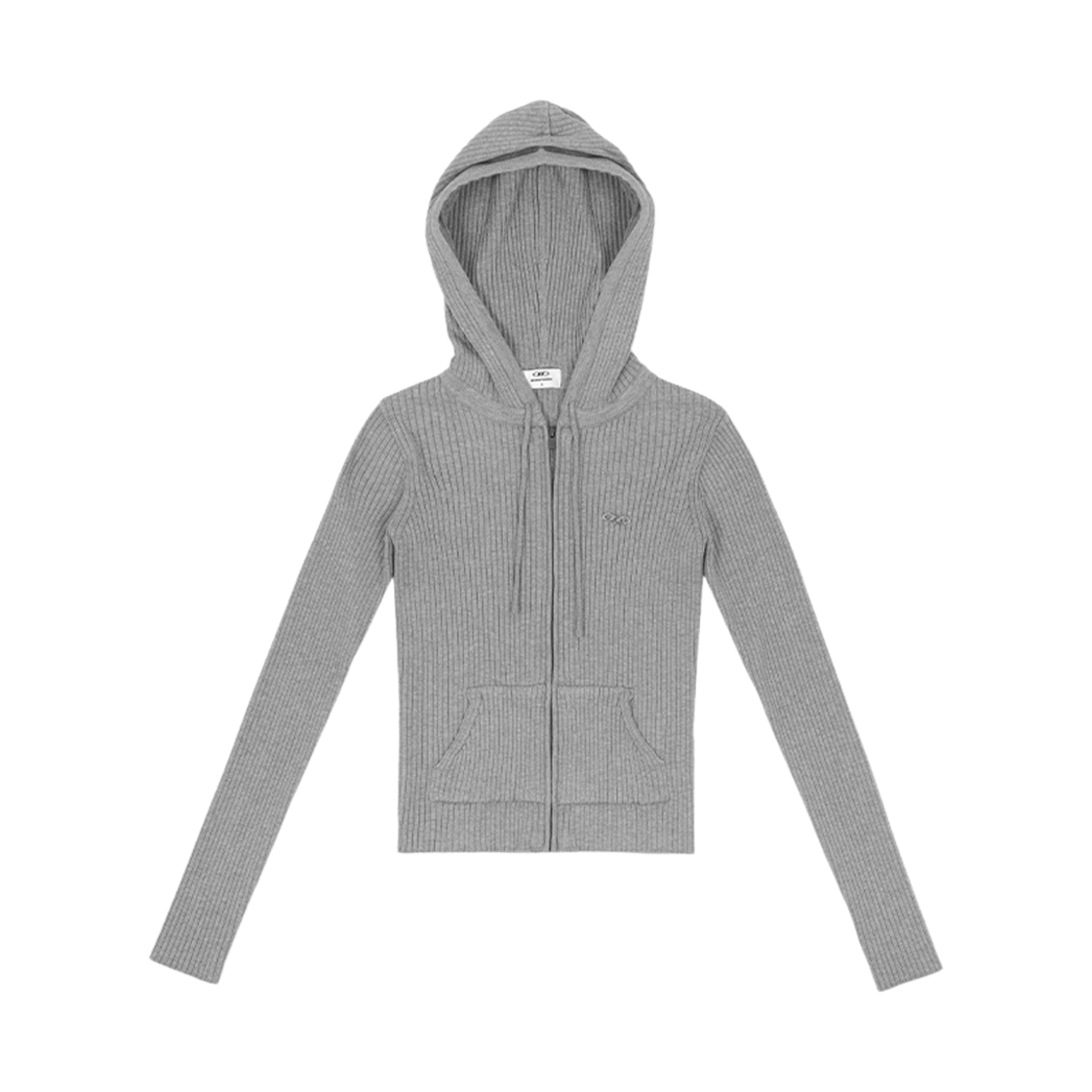 본투윈 B 펜던트 크롭 집업 니트 멜란지그레이