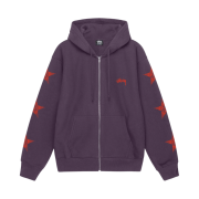 Stussy Stars Zip Hoodie Grape