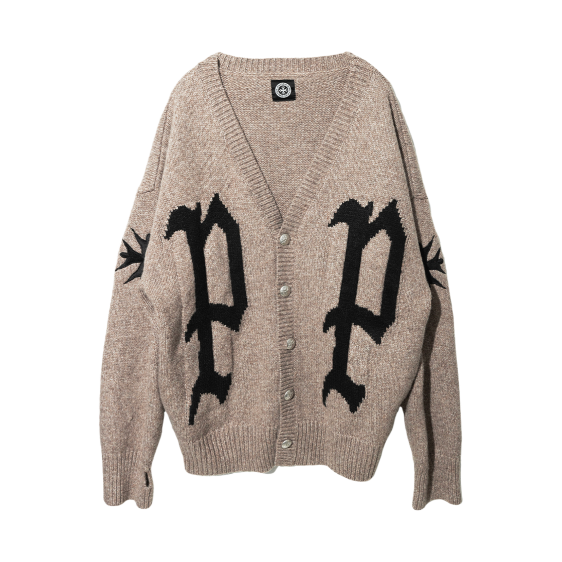 PDPCA01BKF Punch Drunk Parties PP Embroidered Cardigan CAMEL