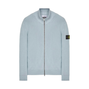 Stone Island 526D8 Ribbed Soft Cotton Cardigan Knit Sky Blue - 24SS