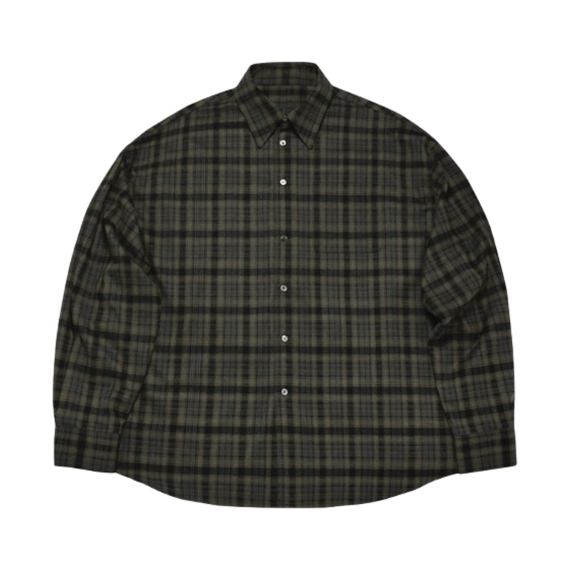 - MJD Oversized Flannel Check Shirt Khaki