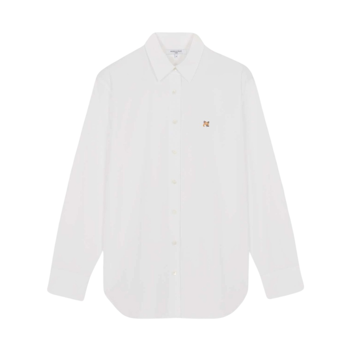 (W) 메종 키츠네 폭스 헤드 자수 클래식 셔츠 화이트((W) Maison Kitsune Fox Head Embroidery Classic Shirt White) - 1