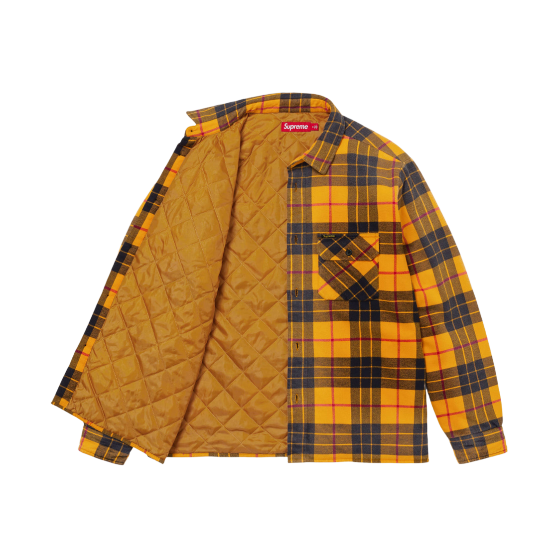 슈프림 퀼티드 플레이드 셔츠 옐로우 - 24FW | Supreme | KREAM