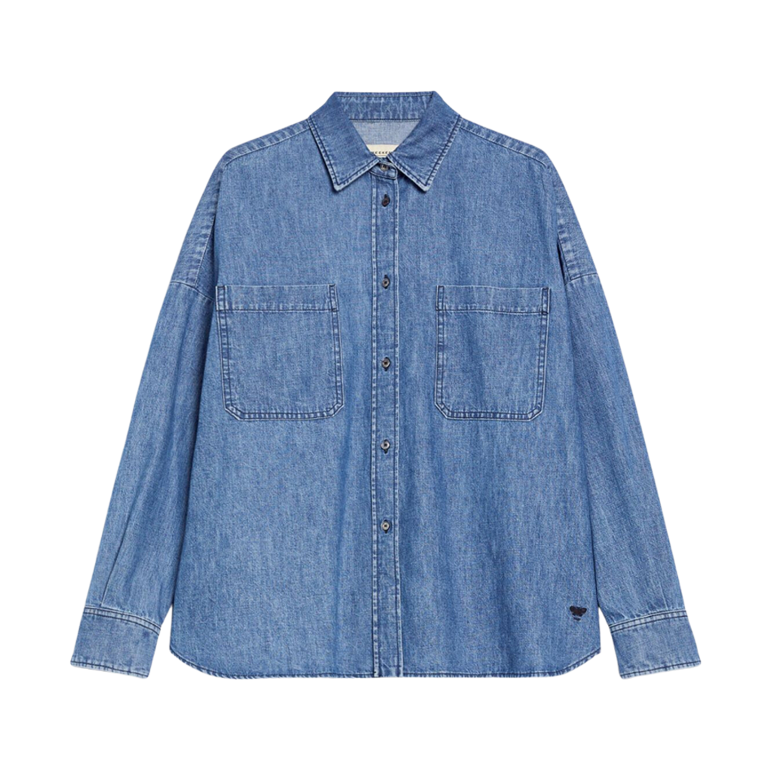 LANDA-008 (W) Weekend Max Mara Landa Cotton Denim Cropped Shirt Navy