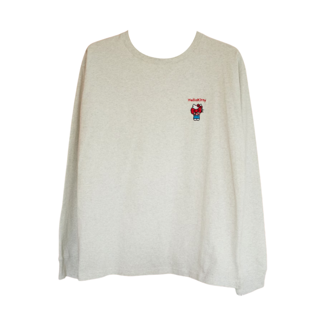 (W) 프릭스 스토어 x 헬로 키티 원-포인트 롱슬리브 티셔츠 그레이((W) Freak's Store x Hello Kitty One-Point L/S T-Shirt Gray)