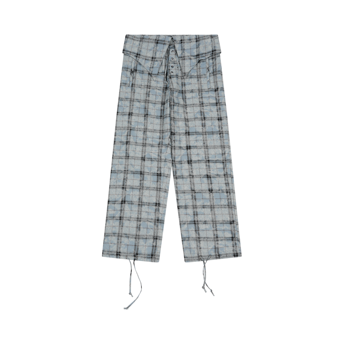 S03PT01SB Problemallways Rustic Check Shirt Pants Sky blue