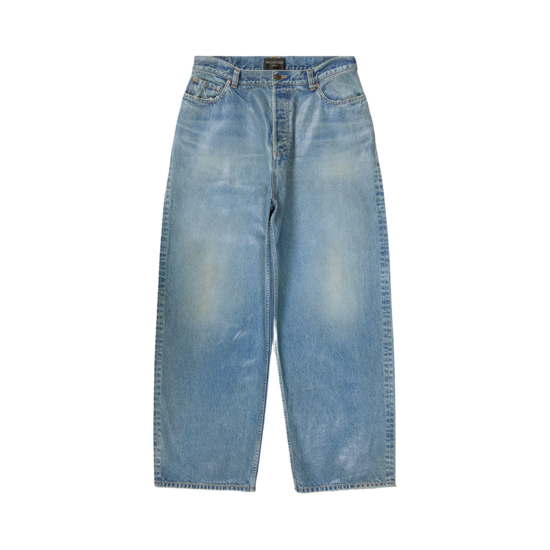 발렌시아가 블루 코팅 라지 배기 소프트 데님
