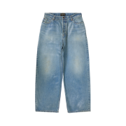 Balenciaga Large Baggy Jeans in Blue Coated Soft Denim