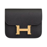 Hermes Constance Slim Wallet Epsom & Gold Noir