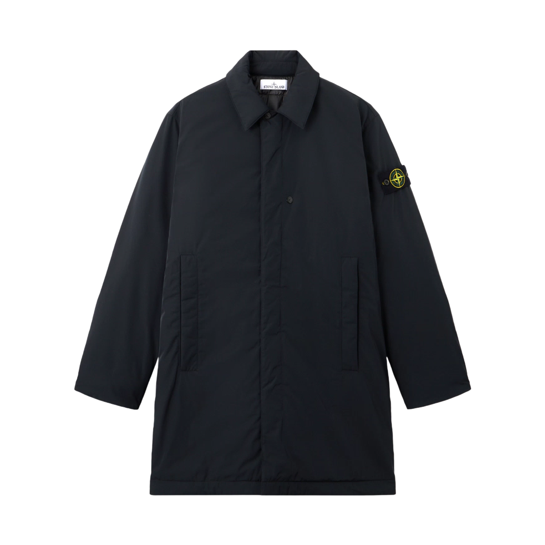 스톤 아일랜드 7100007 마이크로 트윌 패딩 카 코트 안티 드롭 앤 스냅 포켓 블랙 - 25FW(Stone Island 7100007 Micro Twill Padded Car Coat with Anti Drop and Snap Pockets Black - 25FW)