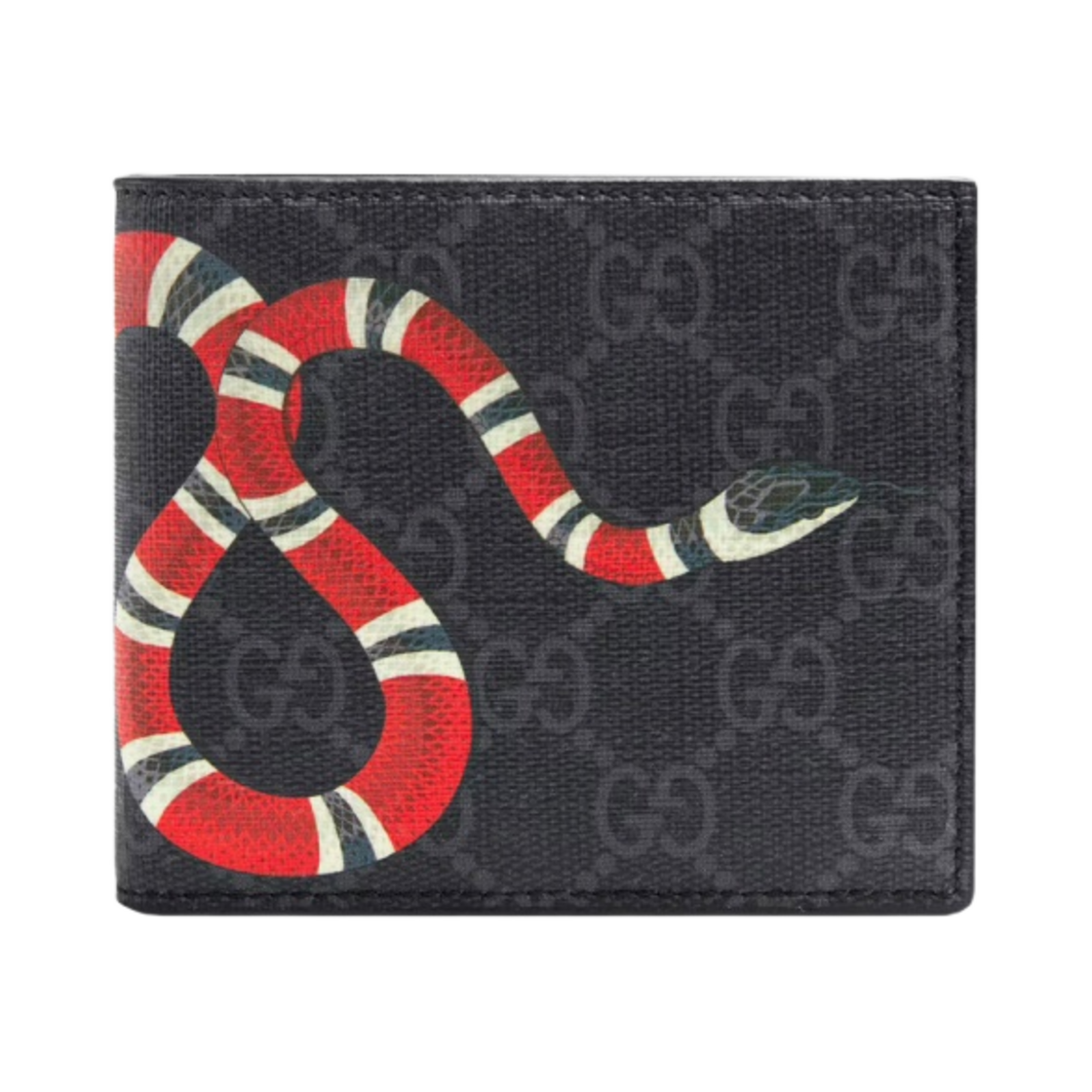 구찌 킹스네이크 프린트 GG 슈프림 반지갑 블랙(Gucci Kingsnake Print GG Supreme Wallet Black)