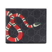 Gucci Kingsnake Print GG Supreme Wallet Black