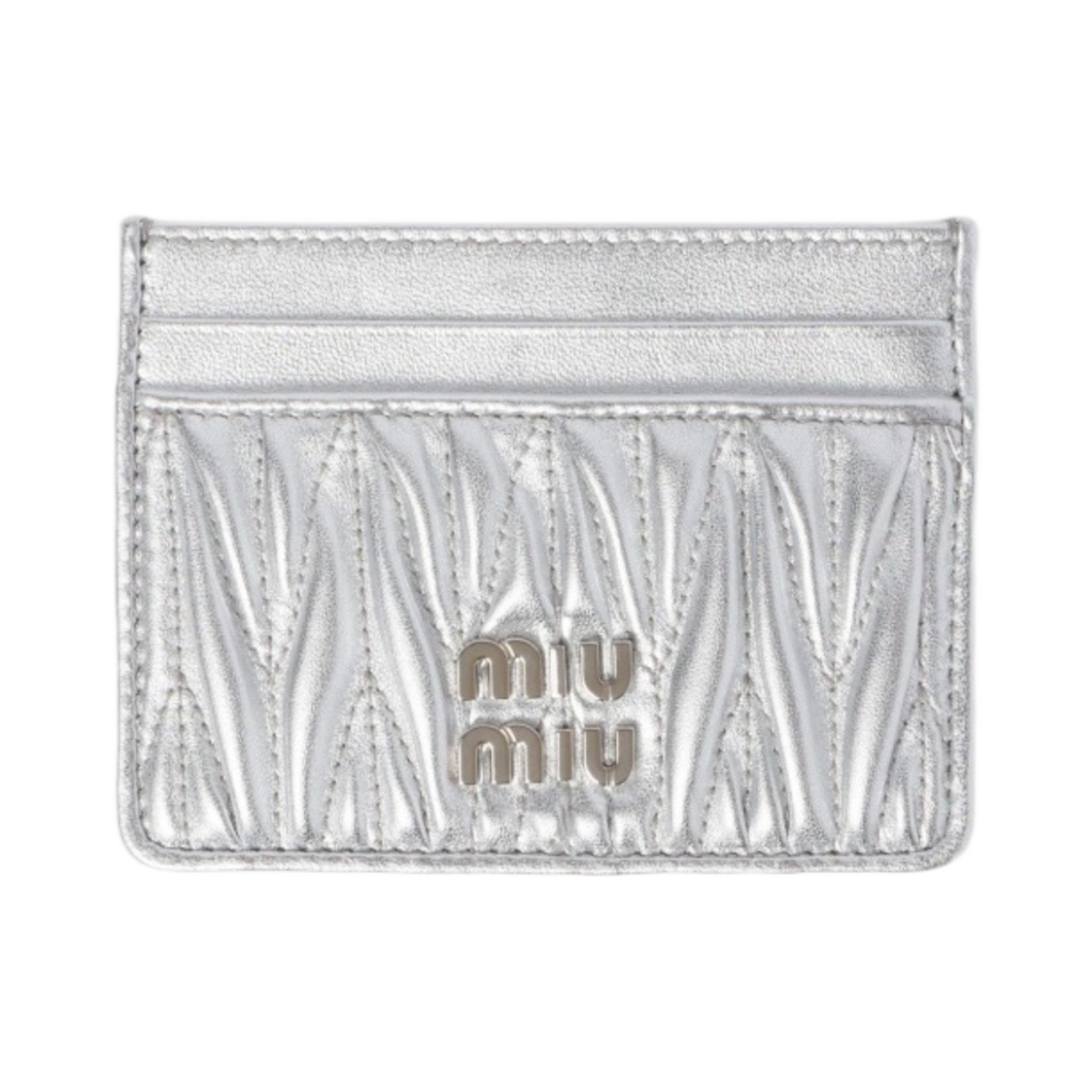 미우 미우 마테라쎄 나파 가죽 카드 홀더 실버(Miu Miu Matelasse Nappa Leather Card Holder Silver)