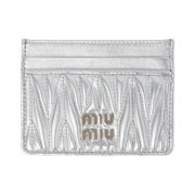 Miu Miu Matelasse Nappa Leather Card Holder Silver