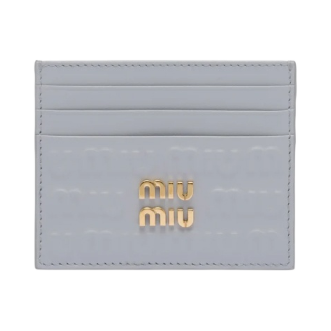 미우 미우 엠보스 로고 모티프 레더 카드 홀더 콘플라워 블루(Miu Miu Embossed Logo Motif Leather Card Holder Cornflower Blue) - 1