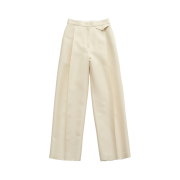 FARVEN Wool Silk Pants Cream Ivory