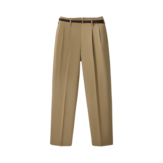 RM25SWPT017BE Recto Belted High Waist Cotton Pants Beige
