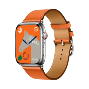 Apple Watch Hermes Series 8 45mm Silver Stainless Steel Case with Single Tour Orange (Korean Ver.)