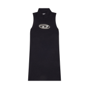 (W) Diesel M-Onerva Short Dress with Cut-Out and Logo Plaque Black