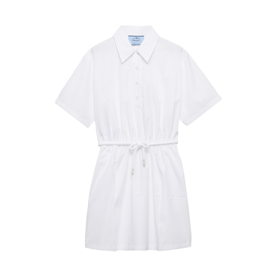 P3O94C-1XV2-F0009 (W) Prada Poplin Mini-Dress White