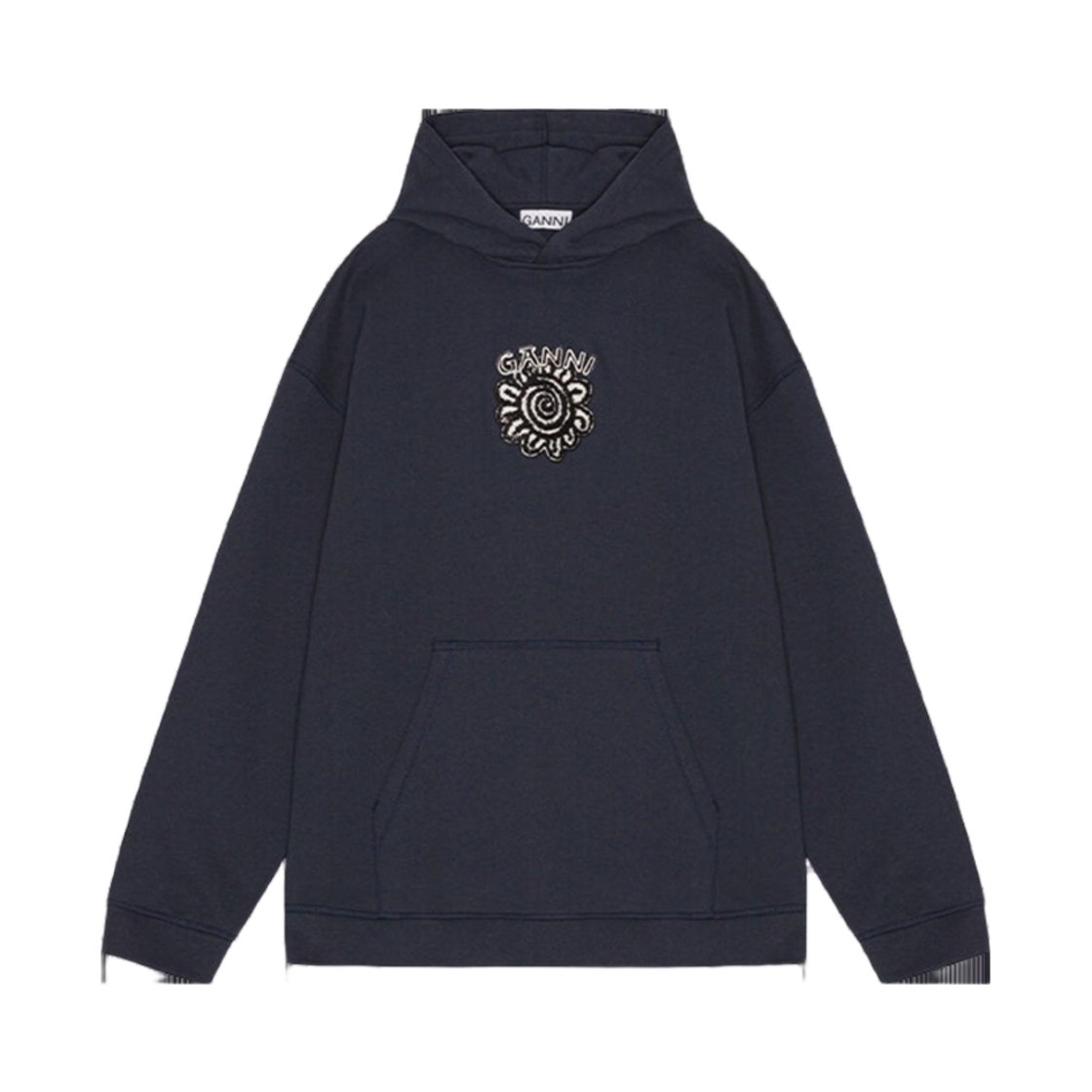 (W) 가니 오버사이즈 이솔리 플라워 후드 스카이 캡틴((W) Ganni Oversized Isoli Flower Hoodie Sky Captain) - 1