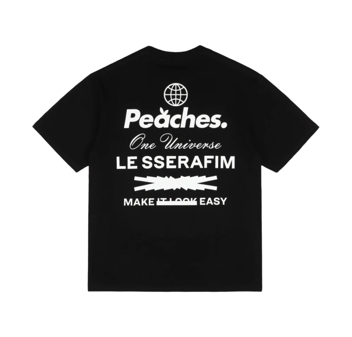 르세라핌 x 피치스 스테이플 숏슬리브 티셔츠 블랙(LE SSERAFIM x Peaches. Staple S/S T-Shirt Black)