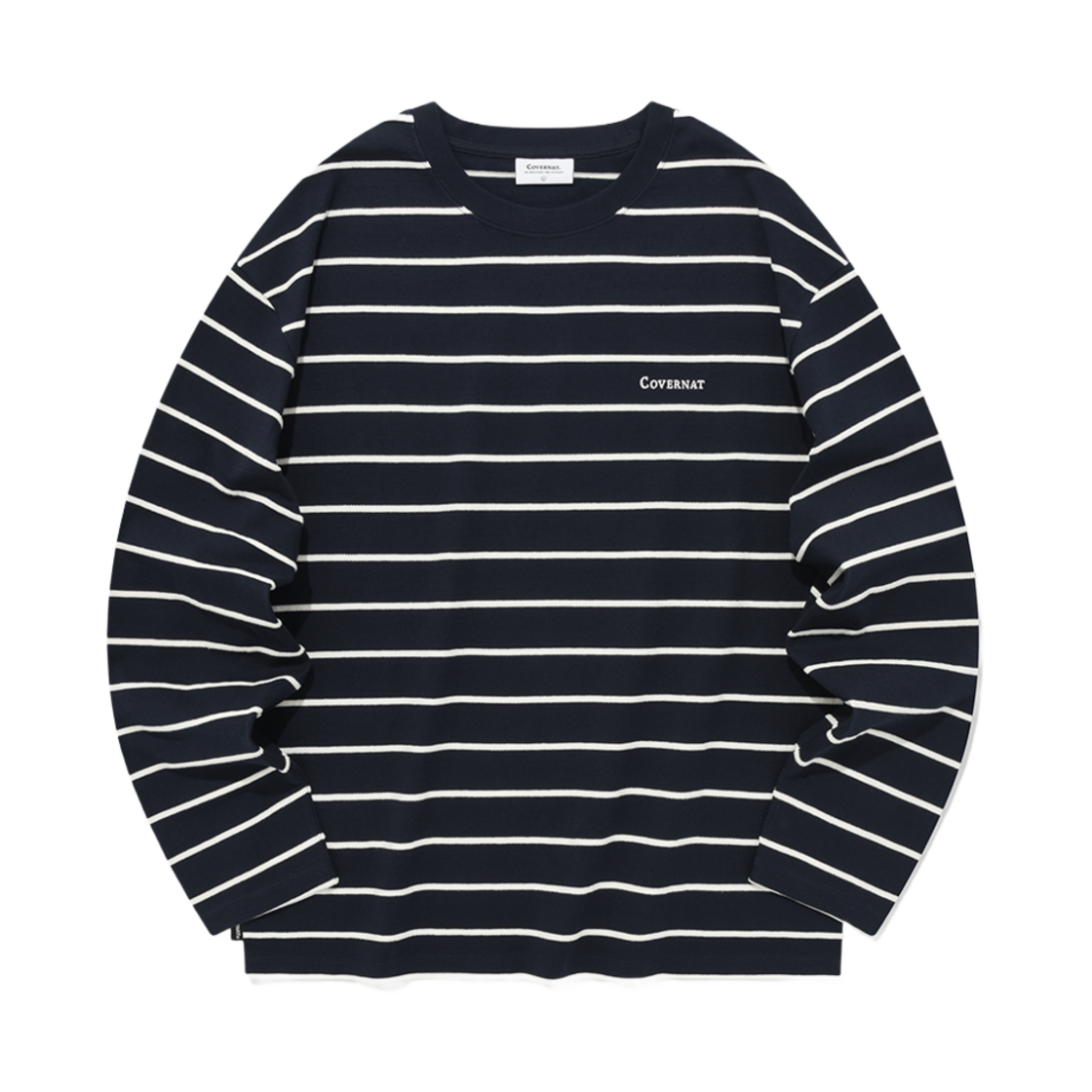 커버낫 니트 스트라이프 롱슬리브 네이비