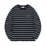 Covernat Knit Stripe Long Sleeve Navy