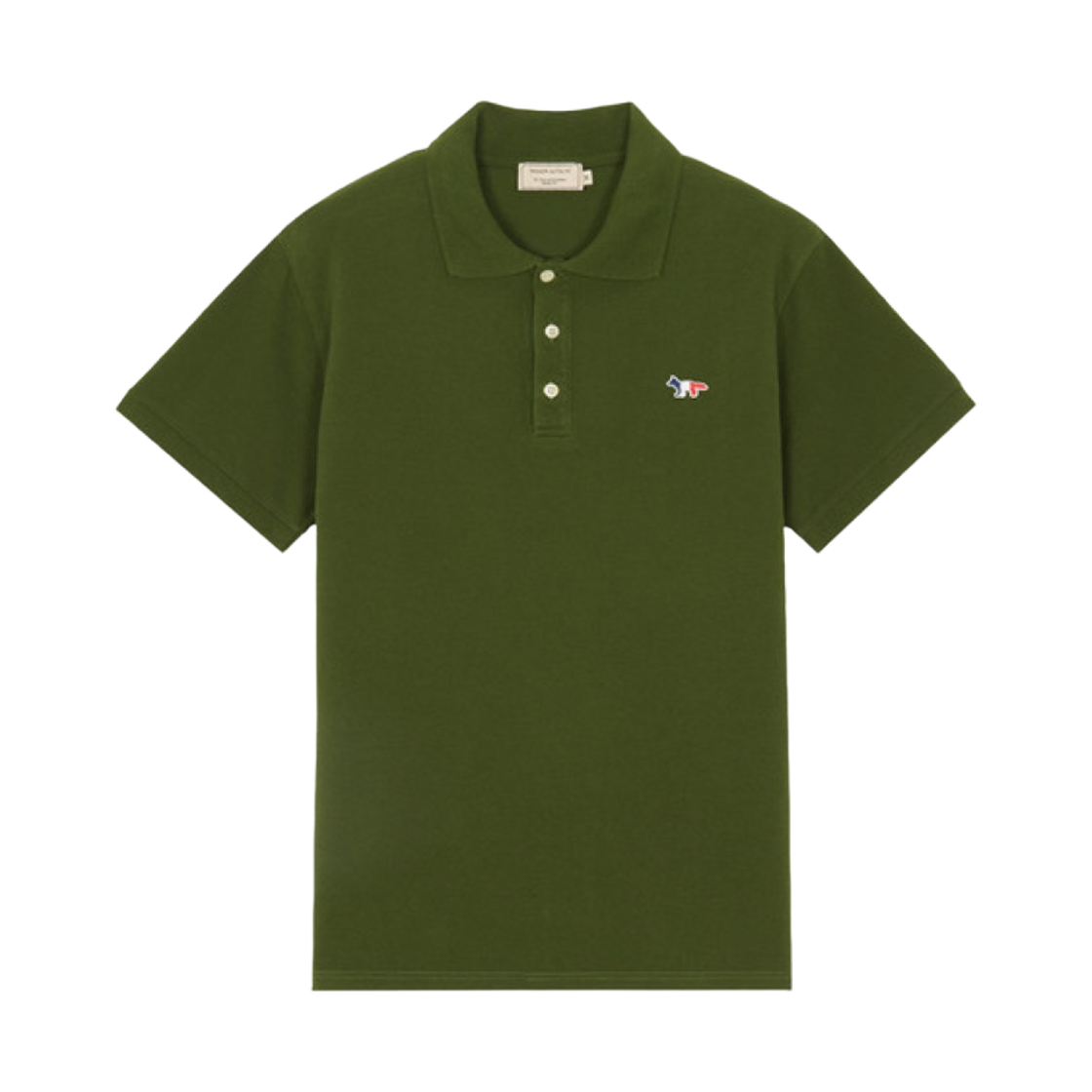 메종 키츠네 트라이컬러 폭스 패치 폴로 카키(Maison Kitsune Tricolor Fox Patch Polo Khaki) - 1