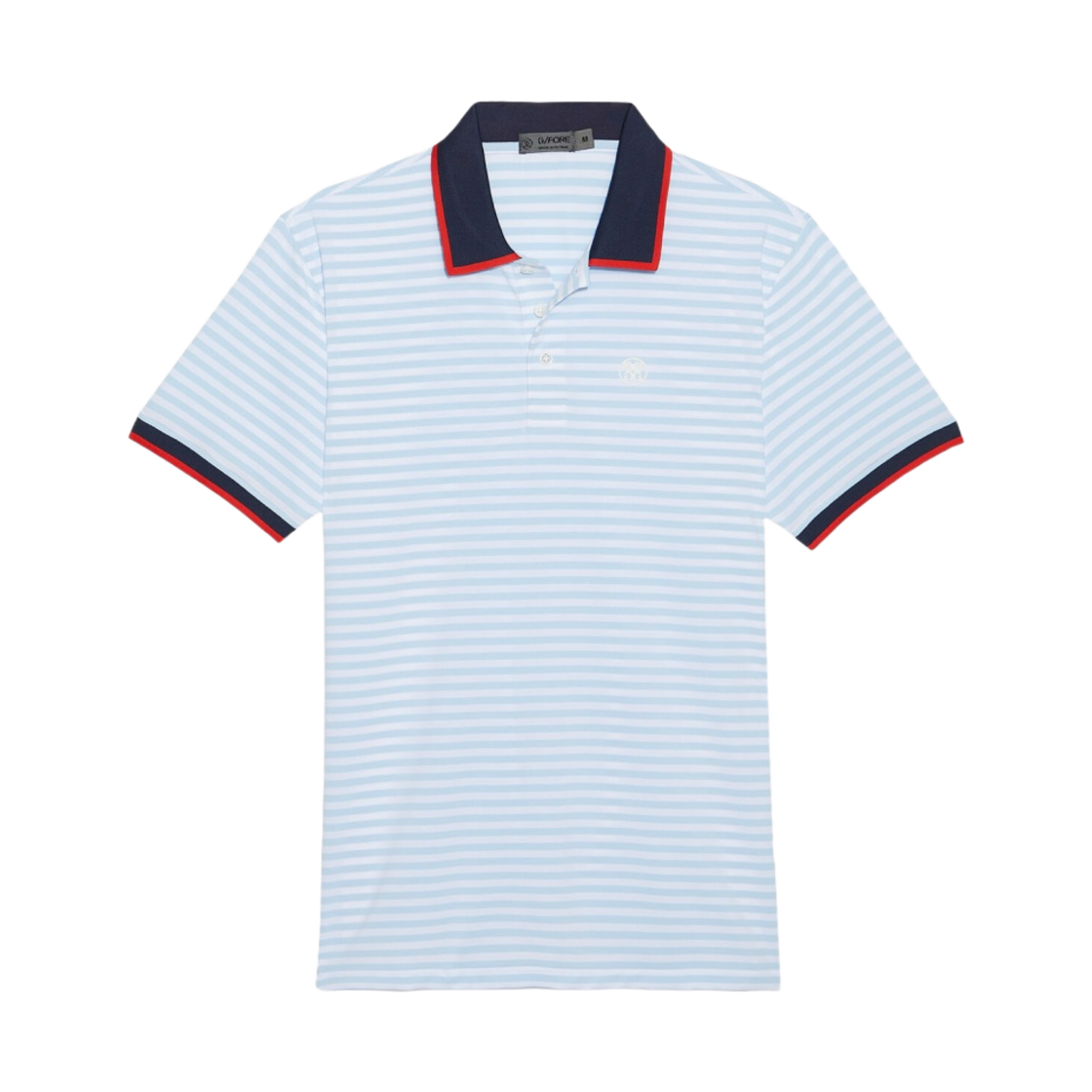 지포어 스테이플 스트라이프 립 칼라 테크 저지 슬림핏 폴로 스노우(G/Fore Staple Stripe Rib Collar Tech Jersey Slim Fit Polo Snow) - 1