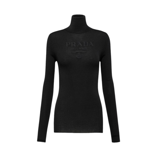 (W) Prada Superfine Wool Turtleneck Sweater Black