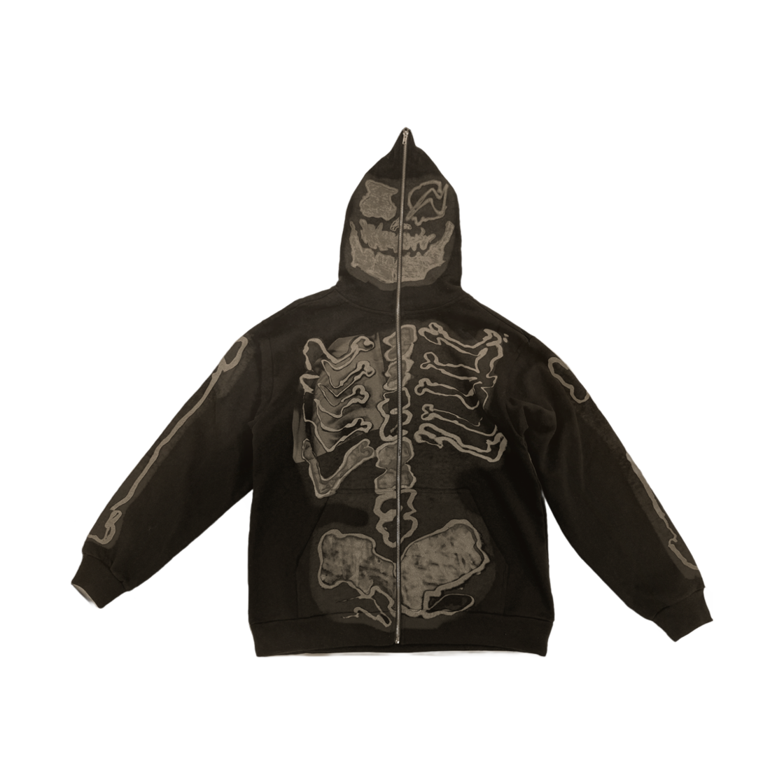트래비스 스캇 캑터스 잭 x 프라그먼트 스켈레톤 그래피티 풀 집 후드 리덕스 브라운(Travis Scott Cactus Jack x Fragment Skeleton Graffiti Full Zip Hoodie Redux Brown)