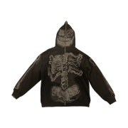 Travis Scott Cactus Jack x Fragment Skeleton Graffiti Full Zip Hoodie Redux Brown