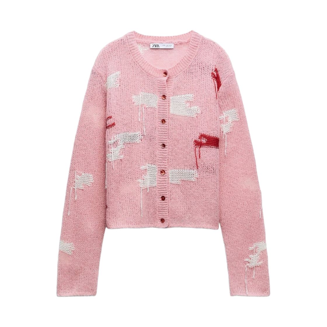 (W) 자라 자카드 니트 자켓 로즈 핑크((W) Zara Jacquard Knit Jacket Rose Pink)