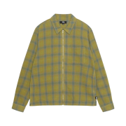 Stussy Twisted Yarn Plaid Zip Shirt Green