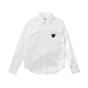 (W) Play Comme des Garcons Black Heart Button Up Shirt White